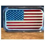 One Ounce .999 Fine Silver Flag Bar