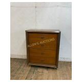 Four-Drawer Wooden Chest with Brass Accents