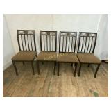 Four Wooden Dining Chairs with Upholstered Seats