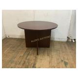 Round Wood Veneer Table with Pedestal Base