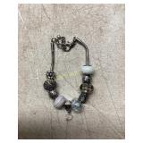 Silver-Tone Charm Bracelet with Glass Beads