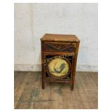 Wood and Wicker Cabinet with Rooster Motif
