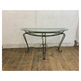 Metal and Glass Demilune Console Table