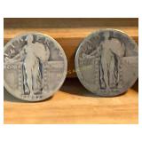1927 and 1920 Standing Liberty Quarters, 90% Silve