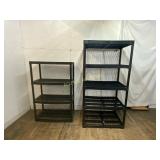 Two Black Plastic Modular Shelving Units