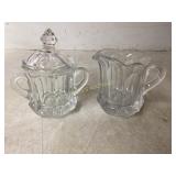 Pressed Glass Creamer and Sugar Bowl