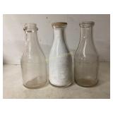 Vintage Glass Milk Bottles