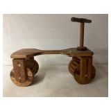 Wooden Push Scooter With Cylindrical Wheels