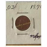 1870 Three-Cent Nickel Coin