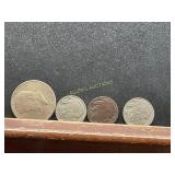 1964 Kennedy Silver Half Dollar and 3 Buffalo Nick