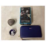 Items: Tracker, Wallet, Boxes, and Paperweight