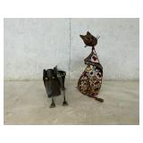 Metal Cat and Dog Decorative Sculptures