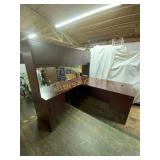 L-Shaped Wood Office Desk Set with Hutch