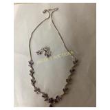Necklace and Earring Set with Purple Stones