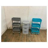 3 Storage Units: Rolling Carts and Drawer Unit