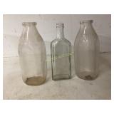 Three Vintage Glass Bottles