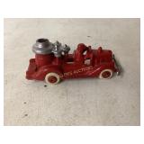 Red Cast Iron Fire Truck Toy with Silver Tank