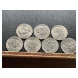 Seven Eisenhower Dollar Coins (1971-1978)
