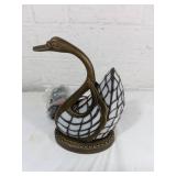 Metal and Glass Swan Table Lamp