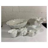 White Milk Glass Decorative Pieces