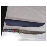 Damascus Steel Knife with Decorative Sheath