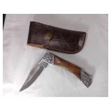 Damascus Folding Blade Knife with Sheath