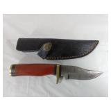 Damascus Steel Knife with Leather Sheath