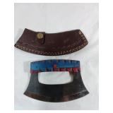 Damascus Rocker Blade with Leather Sheath