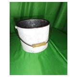 White Galvanized Metal Bucket with Handle