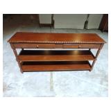 Wooden Hall Table with Shelves and Drawers