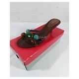 Brown Women's Heels with Decorative Stones