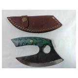 Damascus Rocker Blade with Leather Sheath