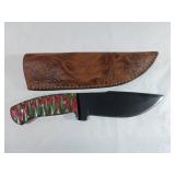 Damascus Knife with Leather Sheath