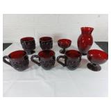 Tiger's Blood Glass Drinkware and Vase Set
