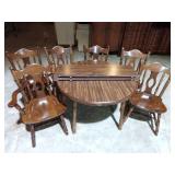 Wooden Dining Table with 2 Leaves and 6 Chairs