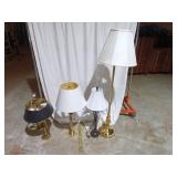 Four Brass and Metal Table and Floor Lamps