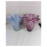 Ruffled Art Glass Vases