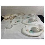 Milk Glass Dinnerware with Floral Patterns
