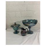Iridescent Blue Glass Tableware Set