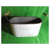 White Galvanized Metal Bucket with Handles