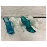 Four Glass Shoe Figurines