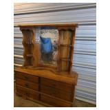 Wood Dresser with Mirror and Shelves