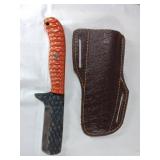 Hand-Forged Damascus Knife With Sheath