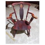 Wooden Rocking Chair with Decorative Backrest