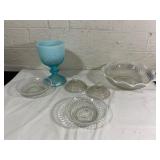 Pressed Glassware and Blue Goblet