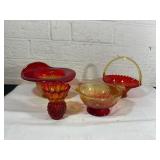 Four Amberina Glass Tableware Items