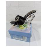 Black Women's Heels with Heart-Shaped Heel Design