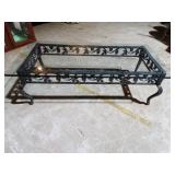 Glass Top Metal Coffee Table with Decorative Frame