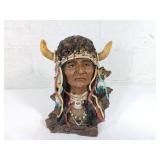 Painted Ceramic Native American Bust