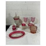 Pink and Clear Glass Tableware